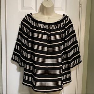 Cynthia Rowley B&W Stripe Off Shoulder Blouse-Small